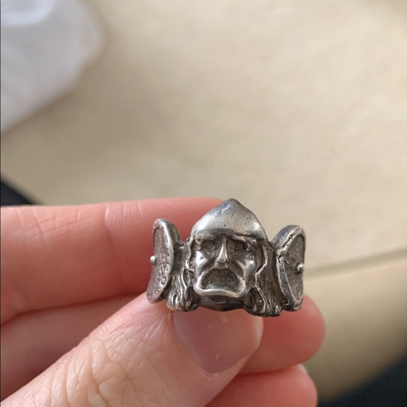 Silver Warrior Viking Face Men’s Ring